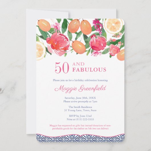 Tropische Nacht 50 En Fabulous 50ste Verjaardagsfe Kaart (Voorkant)