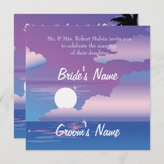 Tropische nacht bruiloft uitnodiging (Voorkant / Achterkant)