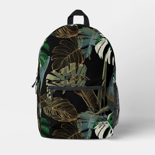 Tropische nacht  palm, banaan, plant, goud bedrukte rugzak (Voorkant)