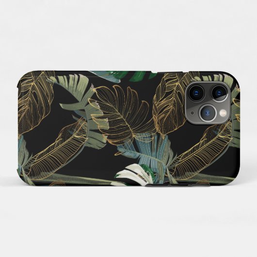 Tropische nacht  palm, banaan, plant, goud Case-Mate iPhone case (Achterkant (horizontaal))