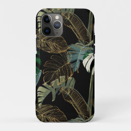 Tropische nacht  palm, banaan, plant, goud Case-Mate iPhone case
