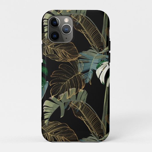 Tropische nacht  palm, banaan, plant, goud Case-Mate iPhone case (Achterkant)