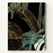 Tropische nacht  palm, banaan, plant, goud notitieboek (Achterkant)