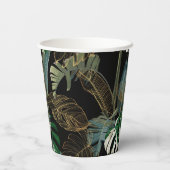 Tropische nacht  palm, banaan, plant, goud papieren bekers (Achterkant)