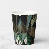 Tropische nacht  palm, banaan, plant, goud papieren bekers (Links)