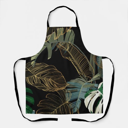 Tropische nacht  palm, banaan, plant, goud schort (Voorkant)