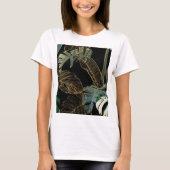Tropische nacht palm, banaan, plant, goud t-shirt (Voorkant)