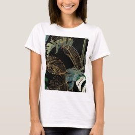 Tropische nacht  palm, banaan, plant, goud t-shirt