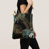 Tropische nacht  palm, banaan, plant, goud tote bag (Dichtbij)