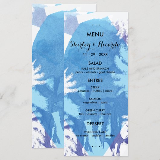 Tropische Nacht Trouwmenu Kaarten (Voorkant / Achterkant)