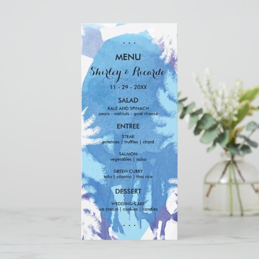 Tropische Nacht Trouwmenu Kaarten (Staand voorkant)