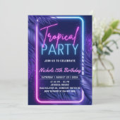 Tropische Nacht Verjaardag Uitnodiging Feest (Staand voorkant)