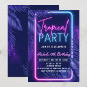 Tropische Nacht Verjaardag Uitnodiging Feest (Voorkant / Achterkant)