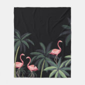 Tropische nacht  wilde vogels flamingo, palm t fleece deken (Voorkant)
