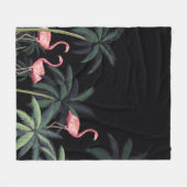 Tropische nacht  wilde vogels flamingo, palm t fleece deken (Voorkant (Horizontaal))