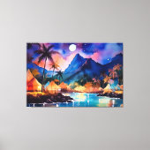 Tropische nachten 2 waterverf XL kunst Canvas Afdruk (Voorkant)