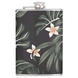 Tropische nachtflora: exotische Vintage. Heupfles