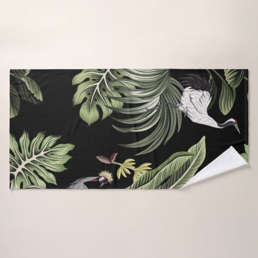 Tropische  nachtkraanvogel, palmbomen, verbod badhanddoek (Badhanddoek)