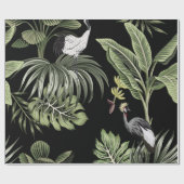 Tropische  nachtkraanvogel, palmbomen, verbod cadeaupapier (Vlak)