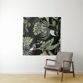 Tropische  nachtkraanvogel, palmbomen, verbod wandkleed (In Situ (horizontaal))