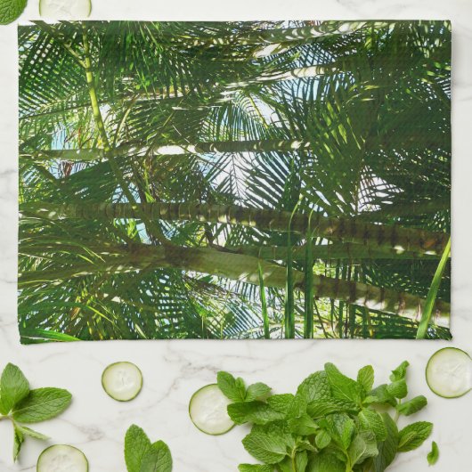 Tropische Natuur bos van palmbomen Theedoek (Gevouwen)