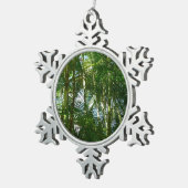 Tropische Natuur bos van palmbomen Tin Sneeuwvlok Ornament (Rechts)