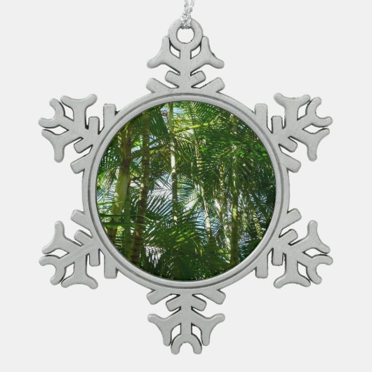 Tropische Natuur bos van palmbomen Tin Sneeuwvlok Ornament (Voorkant)