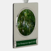 Tropische Natuur bos van palmbomen Verzilverd Banner Ornament (Rechts)