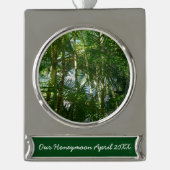 Tropische Natuur bos van palmbomen Verzilverd Banner Ornament (Voorkant)