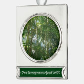 Tropische Natuur bos van palmbomen Verzilverd Banner Ornament (Links)
