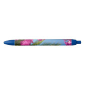 Tropische Natuur van Bougainvillea en Palm Blauwe Inkt Pen (Voorkant)