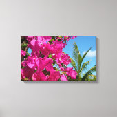 Tropische Natuur van Bougainvillea en Palm Canvas Afdruk (Voorkant)