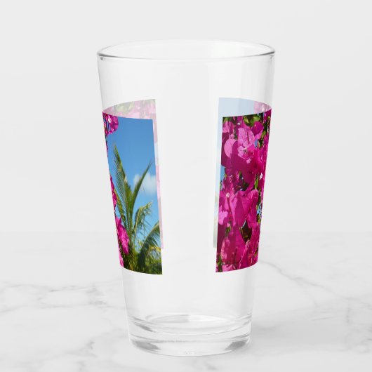 Tropische Natuur van Bougainvillea en Palm Glas (Links)