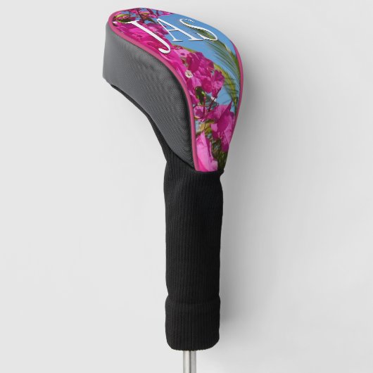 Tropische Natuur van Bougainvillea en Palm Golfheadcover (Schuin)