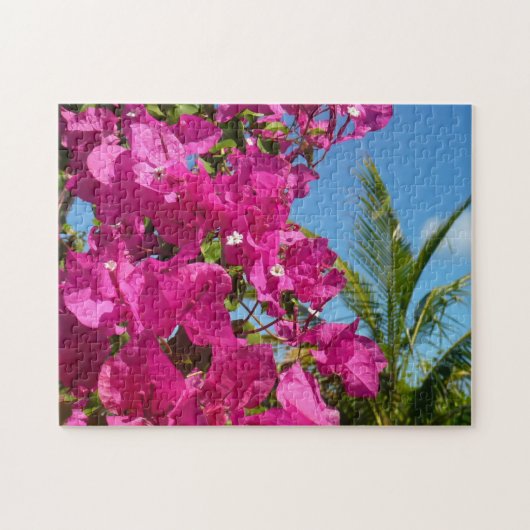Tropische Natuur van Bougainvillea en Palm Legpuzzel (Horizontaal)