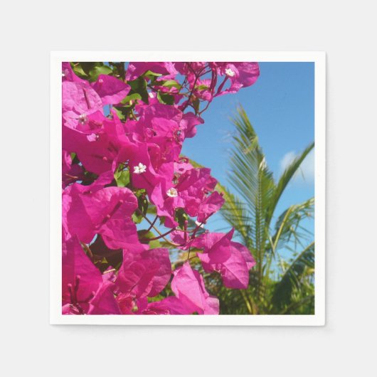 Tropische Natuur van Bougainvillea en Palm Servetten (Voorkant)