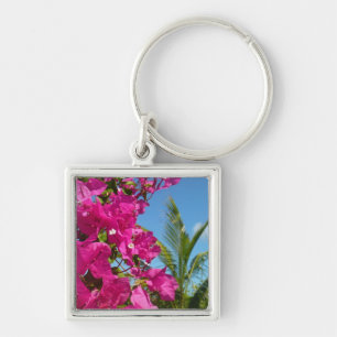 Tropische Natuur van Bougainvillea en Palm Sleutelhanger