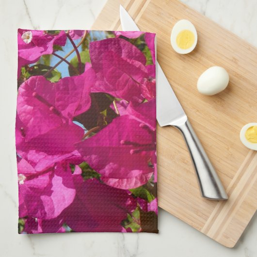 Tropische Natuur van Bougainvillea en Palm Theedoek (Quarter Fold)