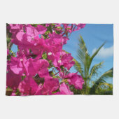 Tropische Natuur van Bougainvillea en Palm Theedoek (Horizontaal)