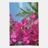 Tropische Natuur van Bougainvillea en Palm Theedoek (Verticaal)