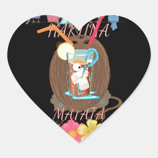 Tropische Natuur's Bounty" Kokosnoot limonade kuns Hart Sticker (Voorkant)