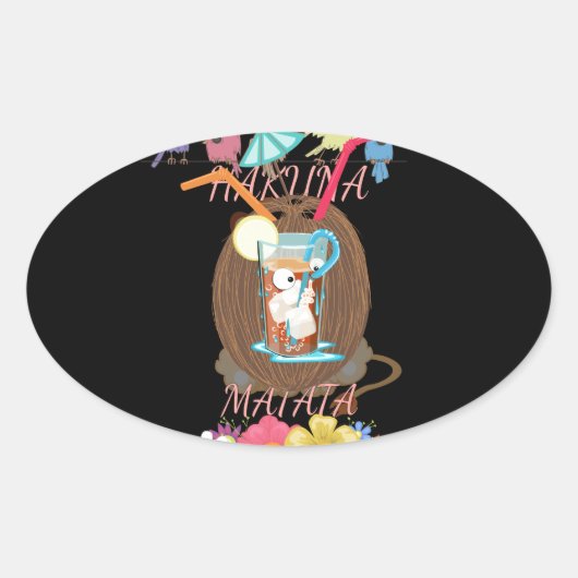 Tropische Natuur's Bounty" Kokosnoot limonade kuns Ovale Sticker (Voorkant)