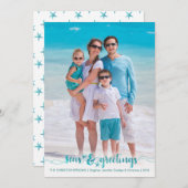 Tropische Nautical Script SEAsons Greetings Feestdagenkaart (Voorkant / Achterkant)