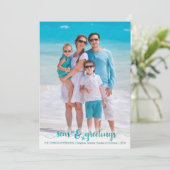 Tropische Nautical Script SEAsons Greetings Feestdagenkaart (Staand voorkant)