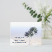 Tropische nautische strand & palmbomen sparen de d aankondigingskaart (Staand voorkant)