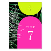Tropische Neon Arches Palm Tree Monogram Bruiloft Kaart (Voorkant)