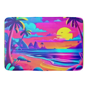 Tropische Neon Beach Sunset Art Badmat