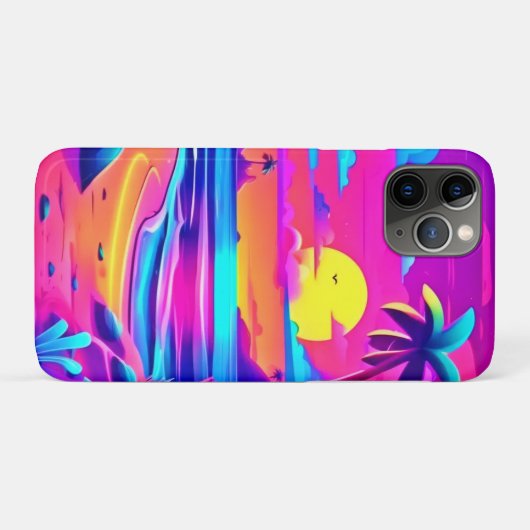 Tropische Neon Beach Sunset Art Case-Mate iPhone Case (Achterkant (horizontaal))