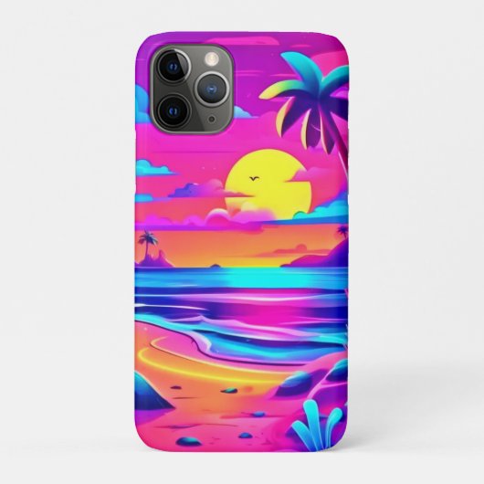 Tropische Neon Beach Sunset Art Case-Mate iPhone Case (Achterkant)