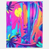 Tropische Neon Beach Sunset Art Fleece Deken (Voorkant)